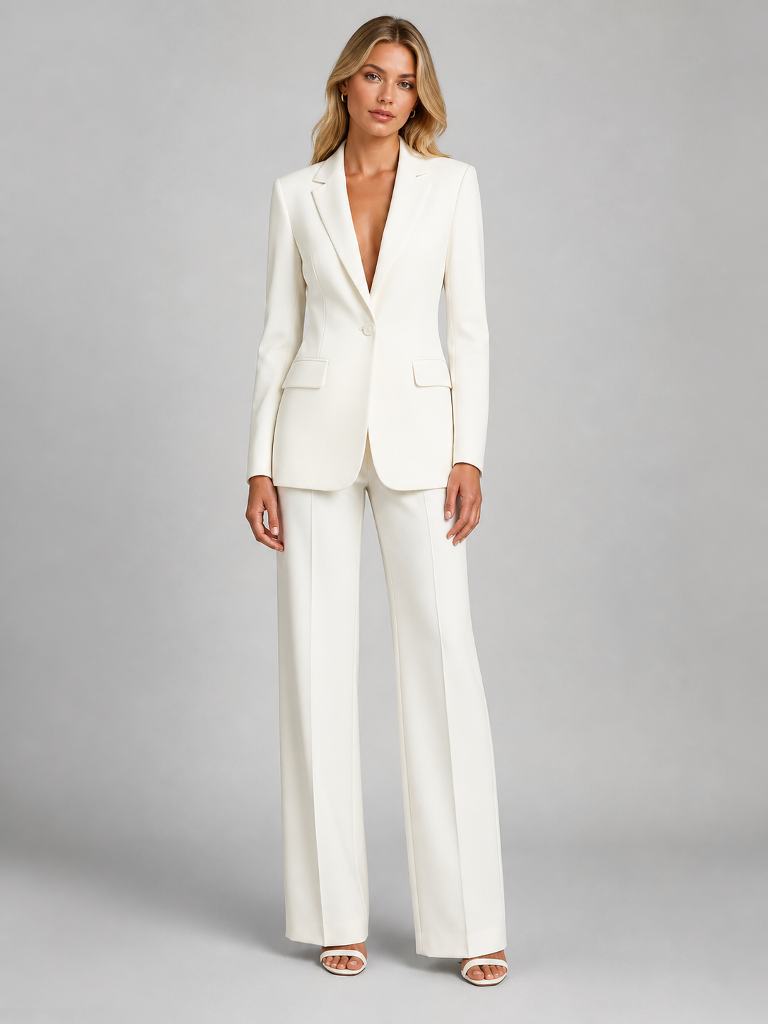 Women's Tailored Blazer & Wide-Leg Pants Set