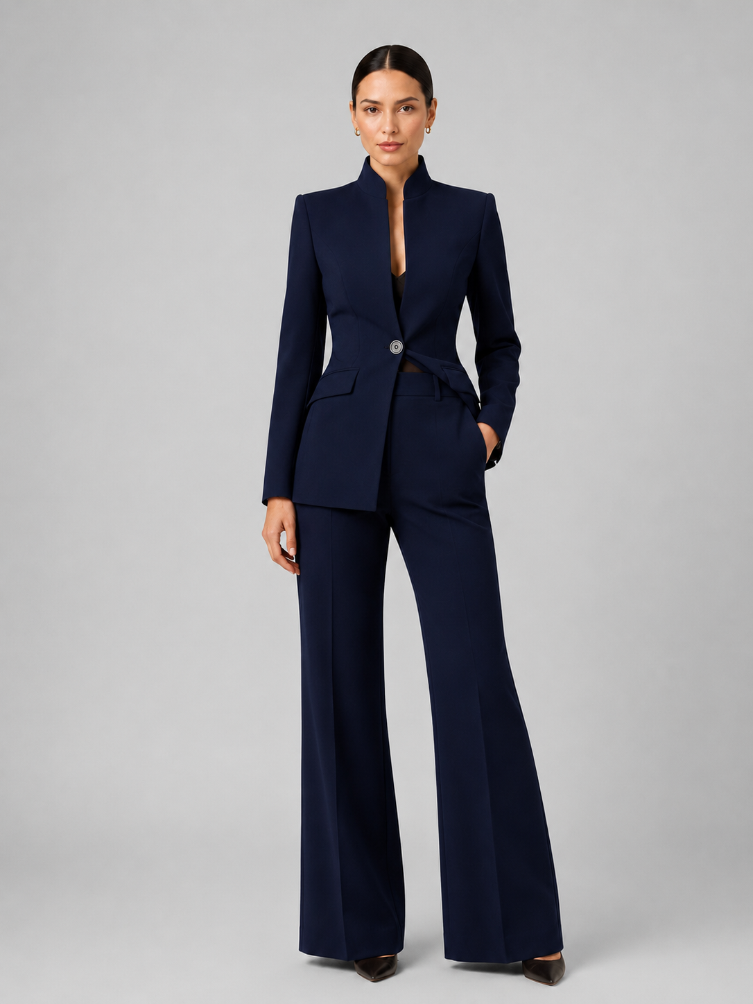 Women's Matching Blazer & Wide-Leg Pants Set