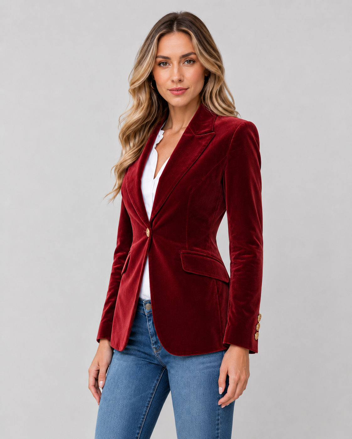 Women's Velvet Single-Button Evening Blazer