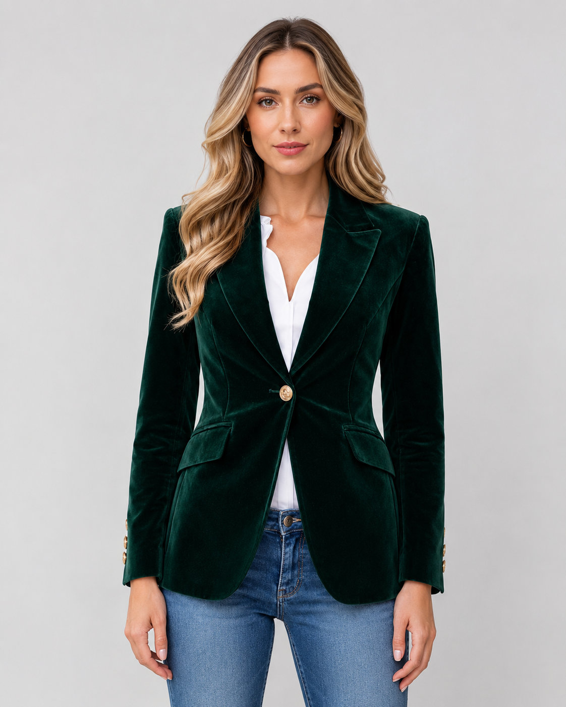 Women's Velvet Single-Button Evening Blazer