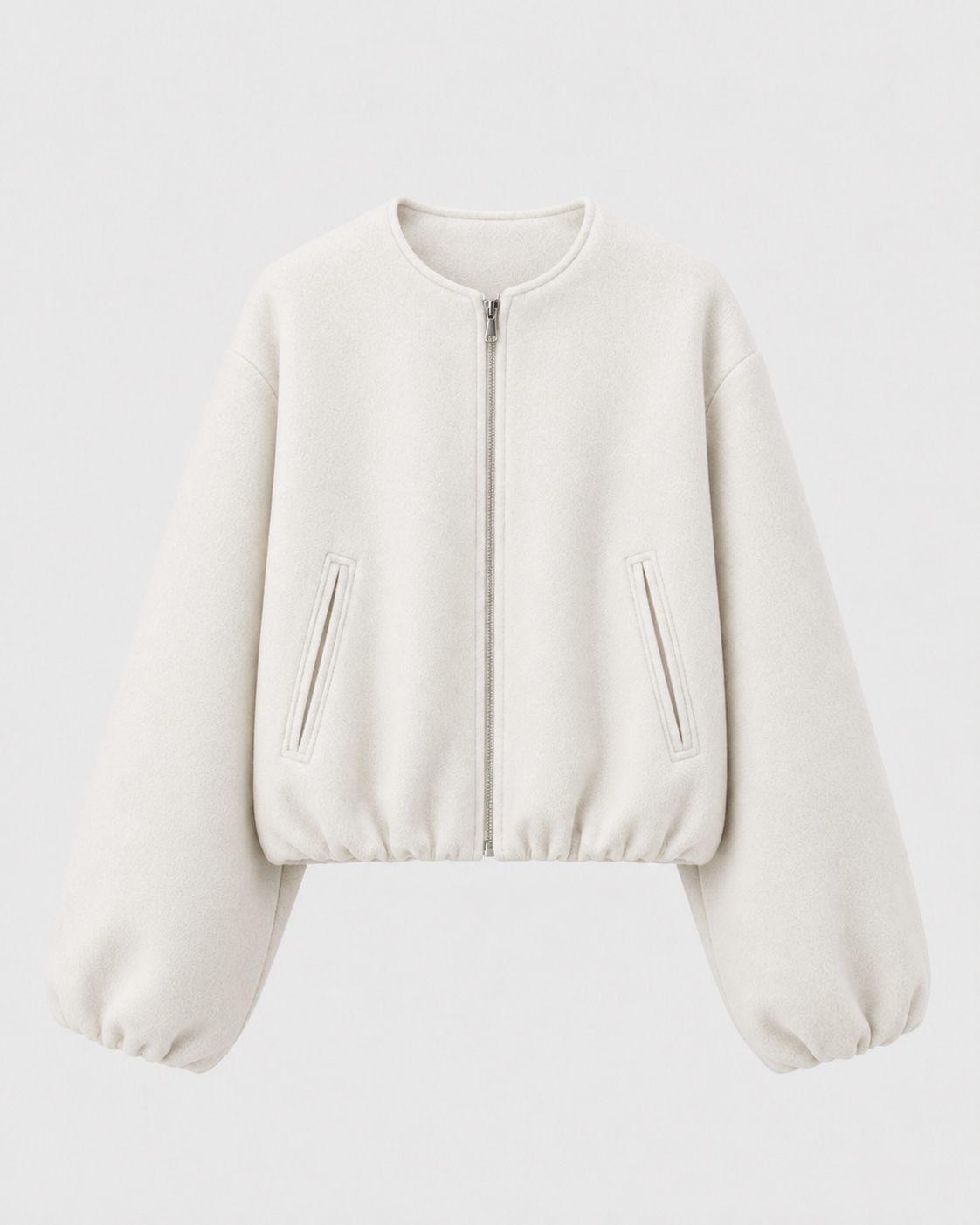 Women's Cropped Wool-Blend Balloon-Sleeve Bomber