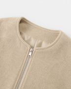 Women's Cropped Wool-Blend Balloon-Sleeve Bomber