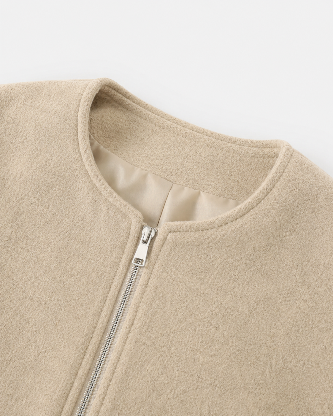Women's Cropped Wool-Blend Balloon-Sleeve Bomber