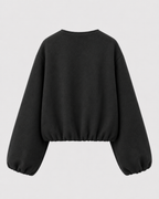 Women's Cropped Wool-Blend Balloon-Sleeve Bomber