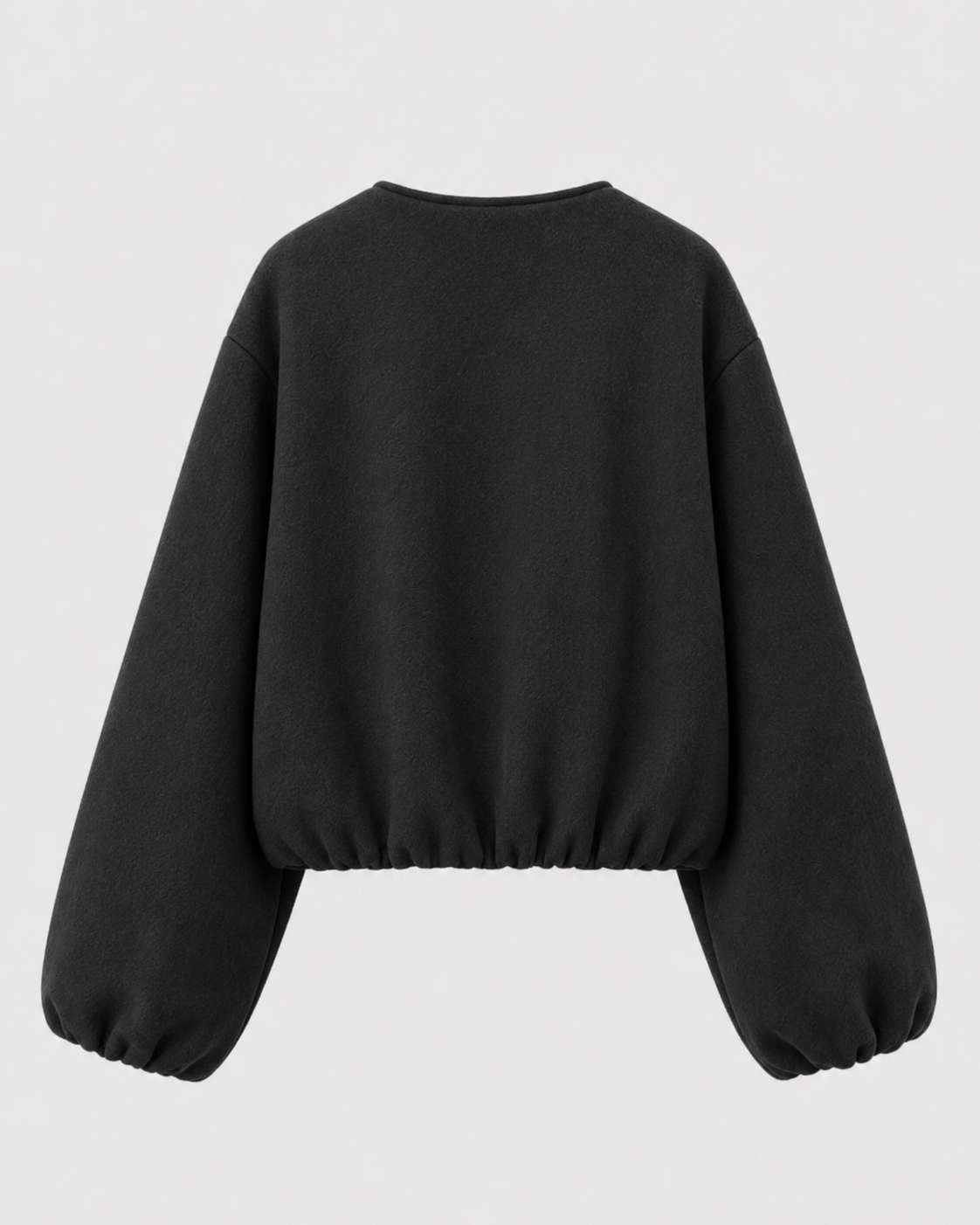 Women's Cropped Wool-Blend Balloon-Sleeve Bomber